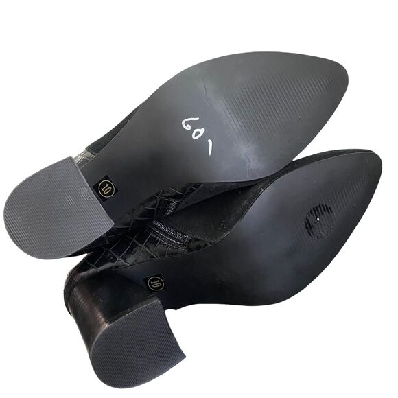 Steve Madden Size 10 Jagat Booties Black Suede Croc Pointed Toe Block Heel Ankle - Picture 11 of 11